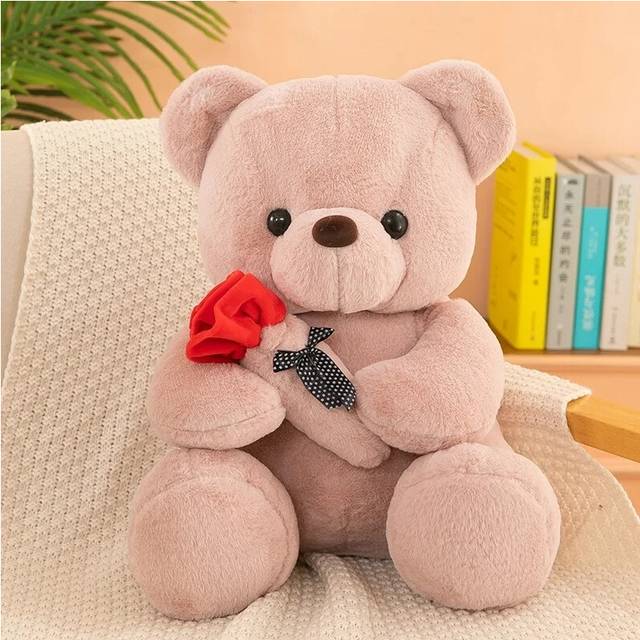 (pink, 25CM) Valentine's Day roses teddy bear animal plush toys for girls teddy bear dolls