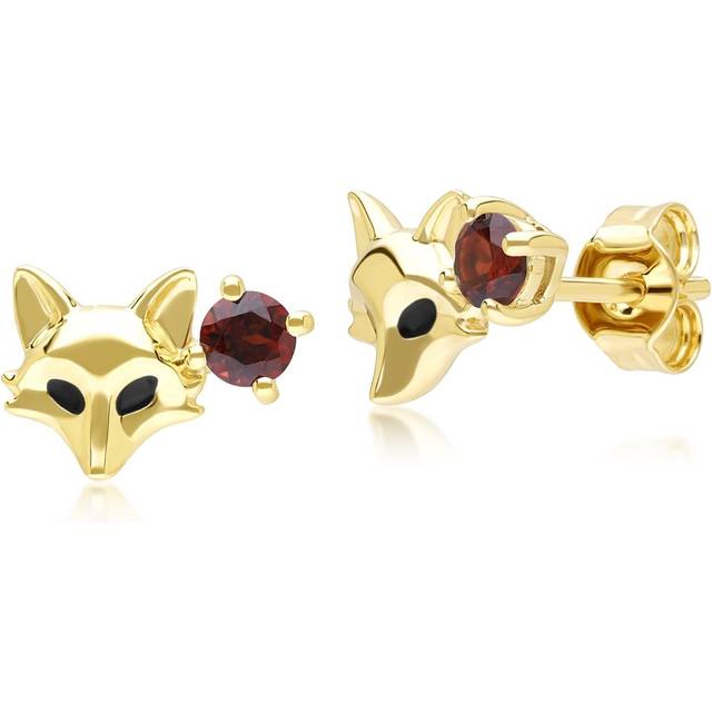 Gardenia Garnet Fox Earrings In 9ct Yellow Gold
