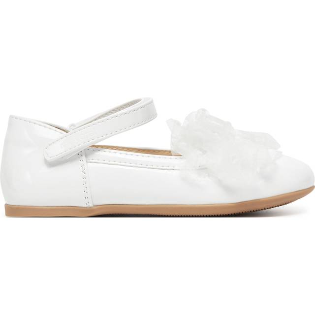 Mayoral Girls White Patent Organza Ruffle Pumps - 28