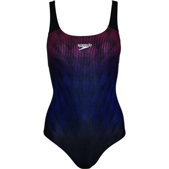 Womens ladies speedo logo swimsuit swim swimming costume - blue