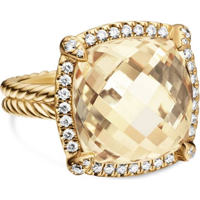 David Yurman - 18kt yellow gold Châtelaine citrine and diamond ring (14mm) - women - 18kt Gold/Diamond/Citrine - 6