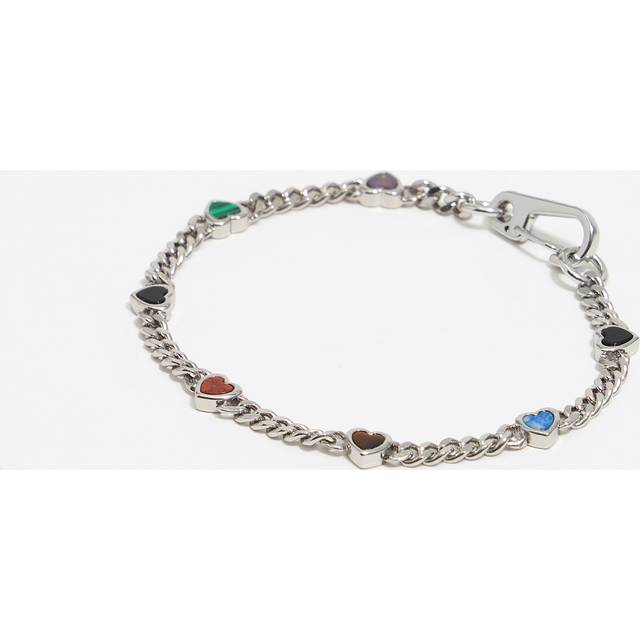 Multicolor heart chain bracelet - DARK SILVER - UN