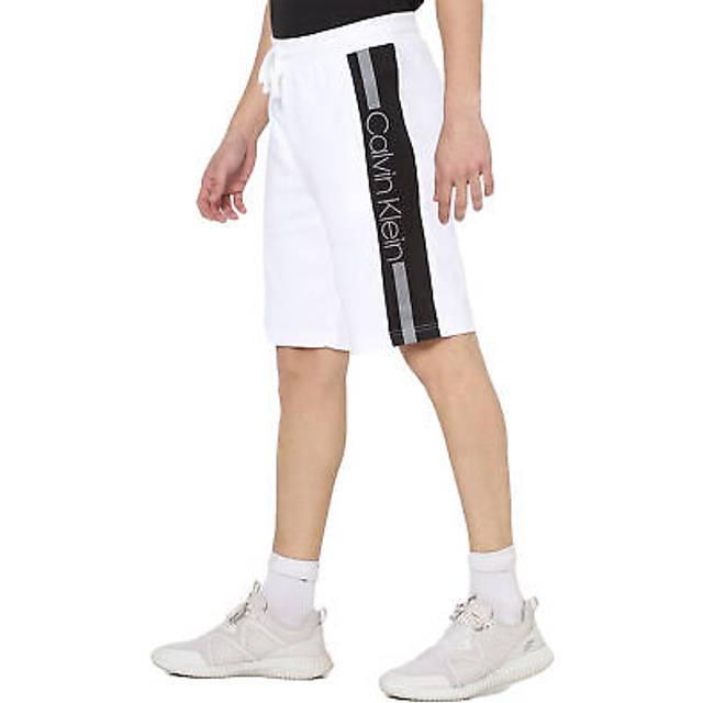 (White, M) Calvin Klein Mens Shorts Brand Print Half Pants