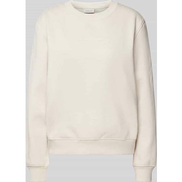 Calvin Klein, Sweatshirts & Hoodies, Dam, XL, Bomull, Beige Långärmad Sweatshirt med Logotyptryck - beige (XL)