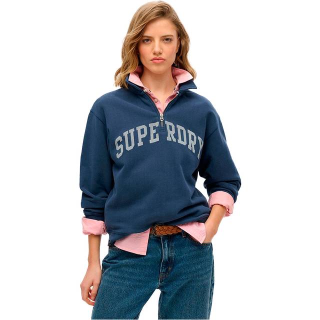 Women's 1/2 zip sweater Superdry Athletic Collared - Bleu