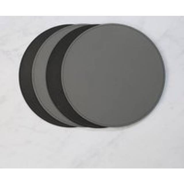 Set of 4 Black & Grey Faux Leather Reversible Round Placemats