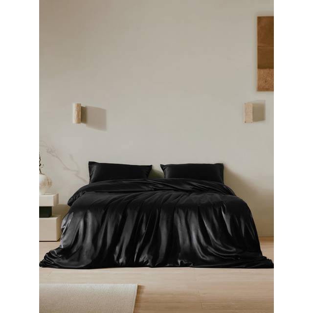 LILYSILK Silk Sheets Black UK Pure Silk High-Quality Silk Bed Set Super-King