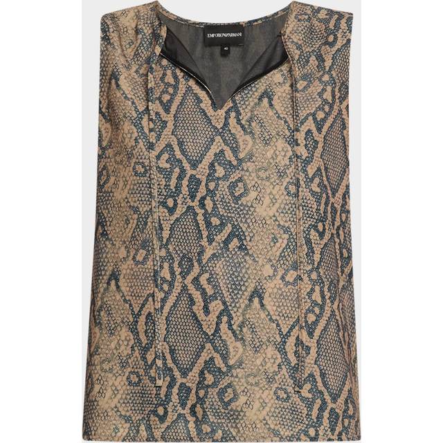 Split-Neck Tie Sleeveless Blouse - SNAKE PRINT - 36 IT (0 US)