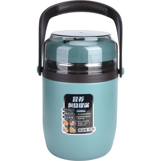 304 Stainless Steel Insulated Food Container Multilayer Leakproof Stackable Thermal Lunch Box 2L mint green