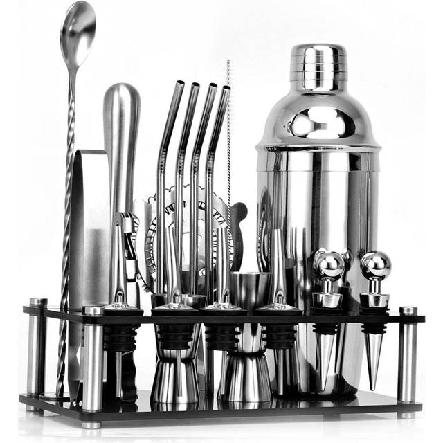 20pcs Cocktail Set Boston Shaker Mixer Stainless Drink Making Kit for Home Bar Use flerfärgad
