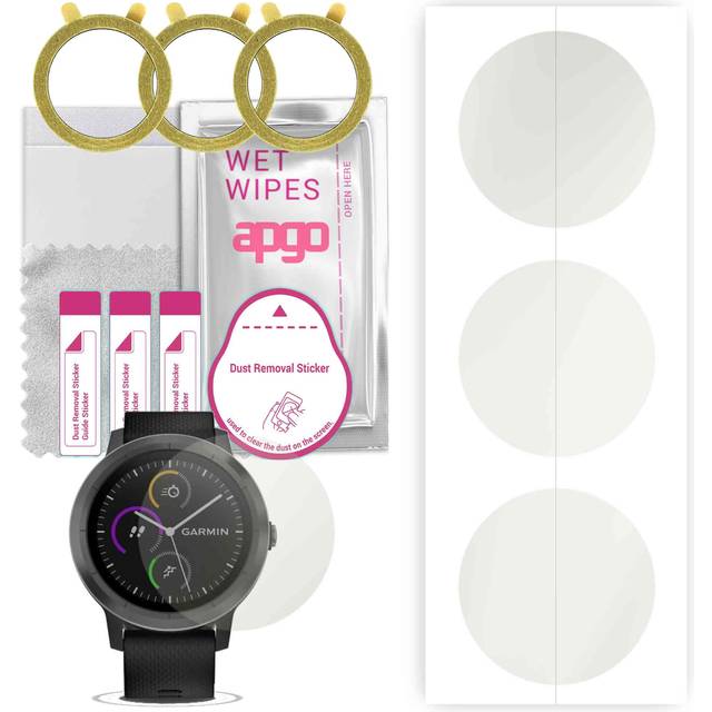 3x apgo MATTE Hydrogel Screen Protector for Garmin Vivoactive 3, Hydrogel Film, with positioning layer easy installation