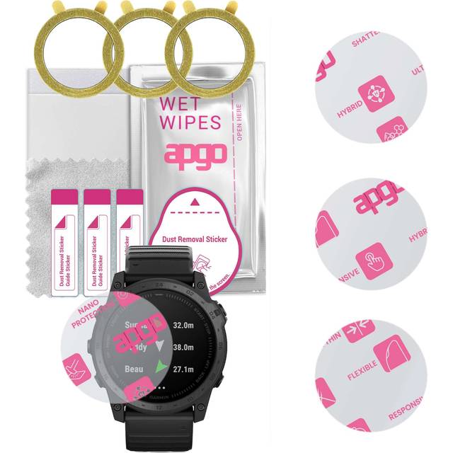 3x apgo Ultra-Clear Hybrid protective glass compatible with Garmin Tactix 7, flexible nano glass, great replacement for tempered glass, scratch-resist