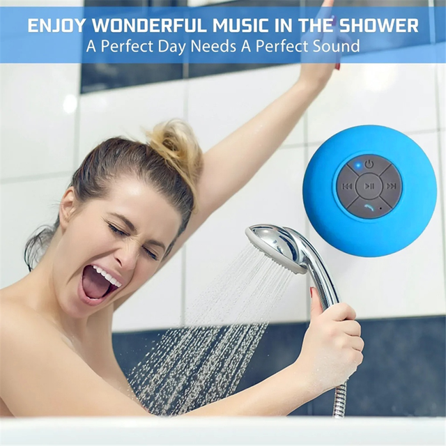 Bathroom Wireless Bluetooth Speaker Suction Cup Mini Portable RGB Light Stereo for Outdoor Sports Blue