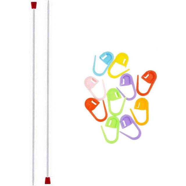 addi Knitting Needles Straight Aluminum 8 inch 20cm Size US 04 35mm Bundle with 10 Artsiga Crafts Stitch Markers