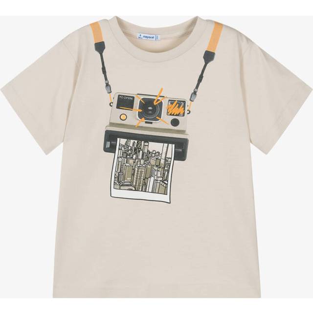 Mayoral Boys Beige Cotton Camera T-Shirt - 5 year