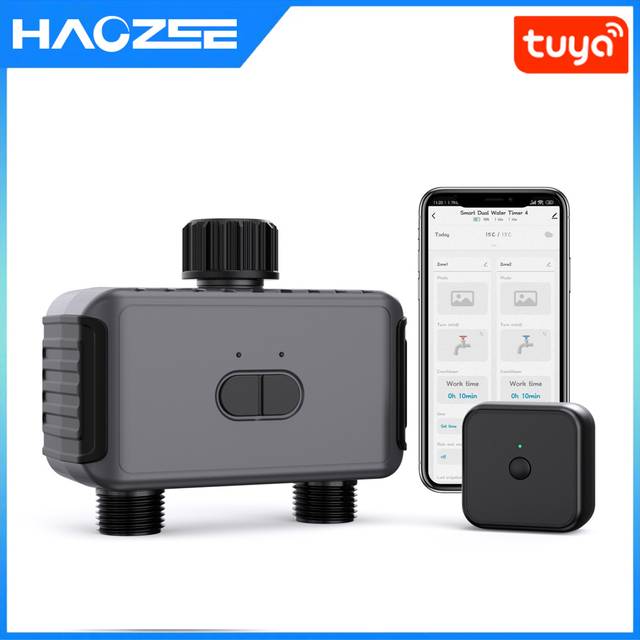 Tuya Smart Garden Watering Timers 2 Outlet Sprinkler Drip Irrigation Controller Water Valve Rain Delay Programmable Controllers - Only Timer