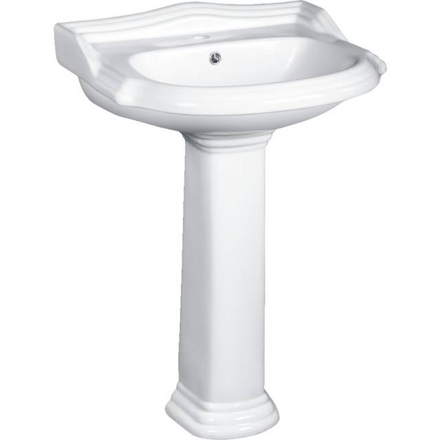 Tvättställ Wilcot Vit 58 cm med Piedestal Vit Blank