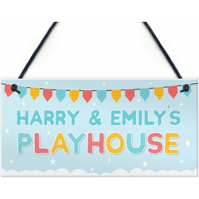Personalised playhouse hanging sign playroom childrens den bedroom nursery