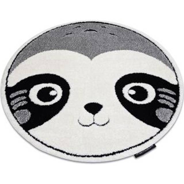 Rugsx - Modern children's carpet joy circle Panda, for children - structural two levels of fleece grey / cream grey round 120 cm