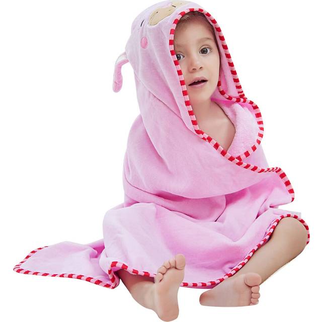 MIcHLEY Animal Face Hooded Baby Towel cotton Bathrobe for Boys girls 0-6 Year Light Pink