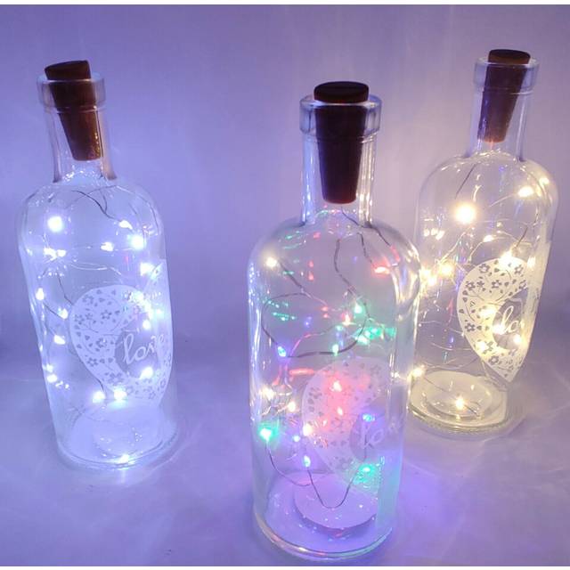 Clear glass 'love' bottle vase with led perfect for flowers or as water jug