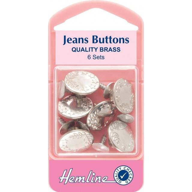 Hemline Jeans Buttons Silver