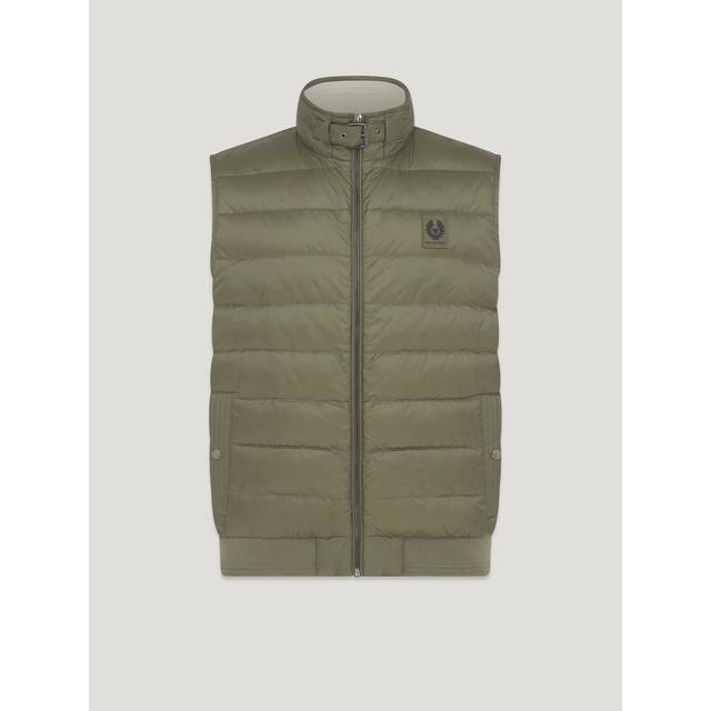 Men's Belstaff Circuit Gilet Surplus Green - Tan - Size: UK 38/m
