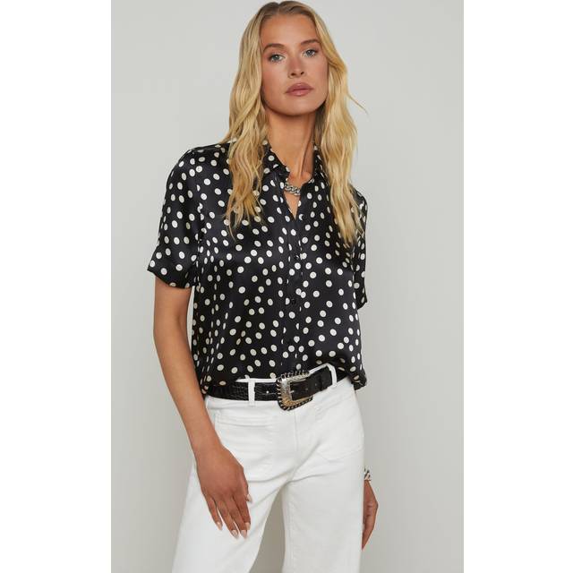 Ellah Polka-Dot Silk Blouse - BLACKECRU POLKA DOT - X-Small