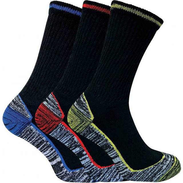 Sock Snob Mens Breathable Heavy Duty Bamboo Work Socks for Steel Toe Boots - Black Cotton - Size 4-6.5