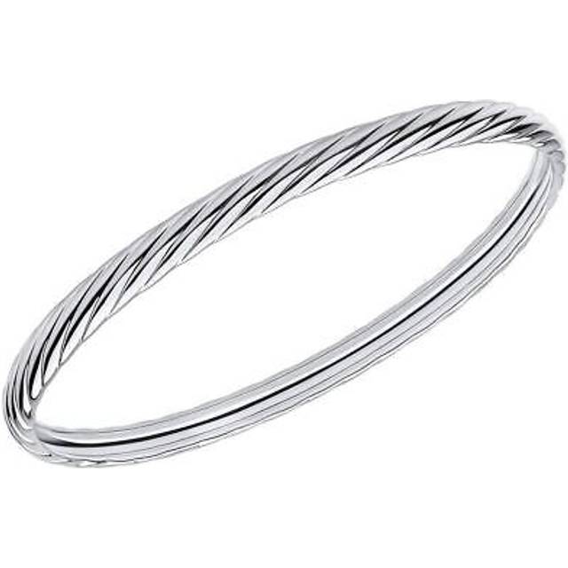 John Greed Portrait Sketch Silver Twisted Rope Bangle For Women - silver