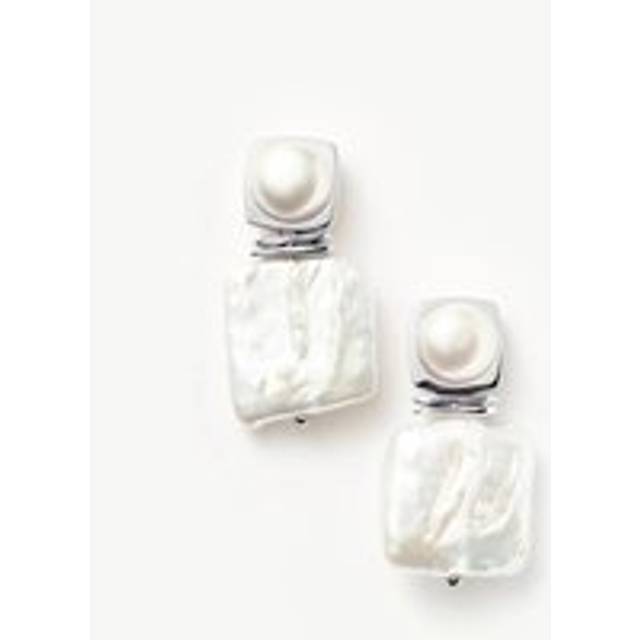 Square Pearl Statement Earrings | Silver Plated/Pearl