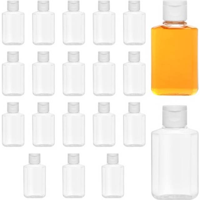 Belle Vous Transparenta och Påfyllningsbara Flaskor med Trycklock (20-Pack) - 60 ml Flaska - Återanvändbar Tom Squeeze-Produktflaskor för Resor, Lotion, Balsam, Toalettartiklar, Schampo Med Mera