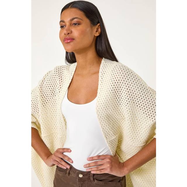 Roman Ivory Crochet Tunic Cardigan - Size 18