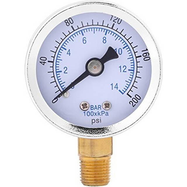 Pressure Gauge 0200psi 014bar Hydraulic Water Pressure Gauge 40mm Dial Meter 18 NPT for barpsi Measurement