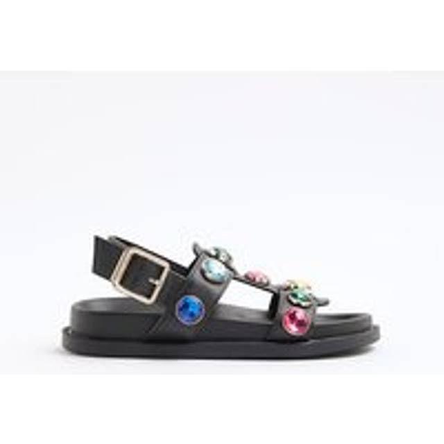 River Island Girls Black Gem Sandals - c13