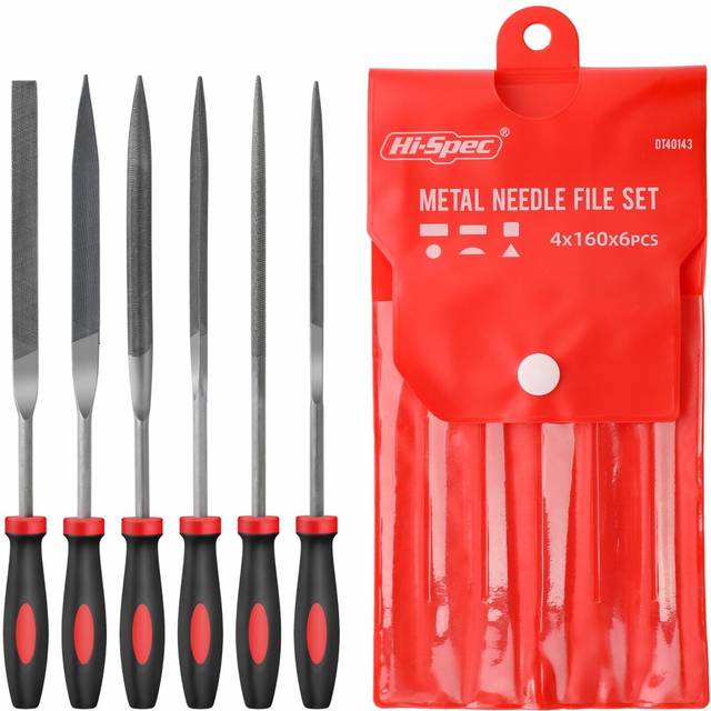 Hi-Spec 6pc Metal Small Needle Hand File Tool Set Kit. Fine Micro Steel Files. Flat  Half  Round & Triangle for Crafts  Metal & Wood Work.