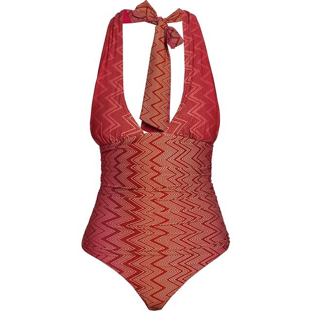 Missoni Zigzag printed ruched swimsuit