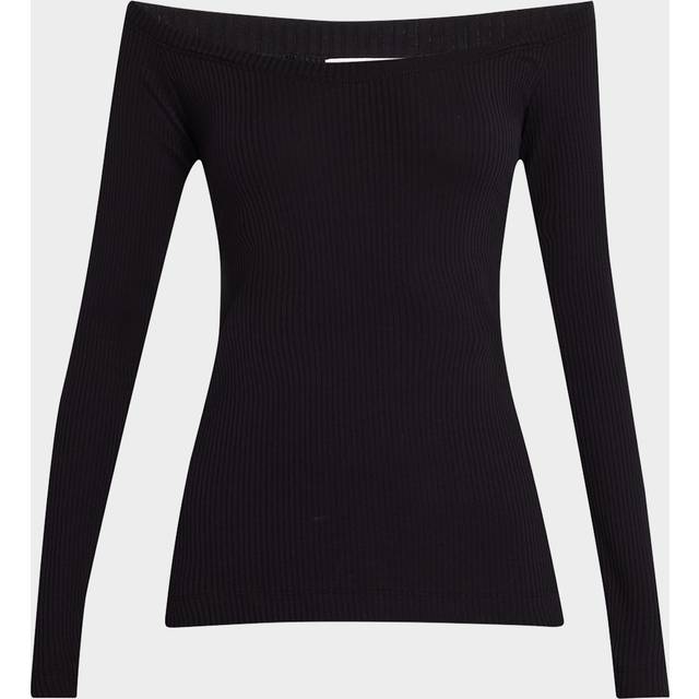 Monili-Strap Off-The-Shoulder Rib Sweater - C101 BLACK - XX-Small