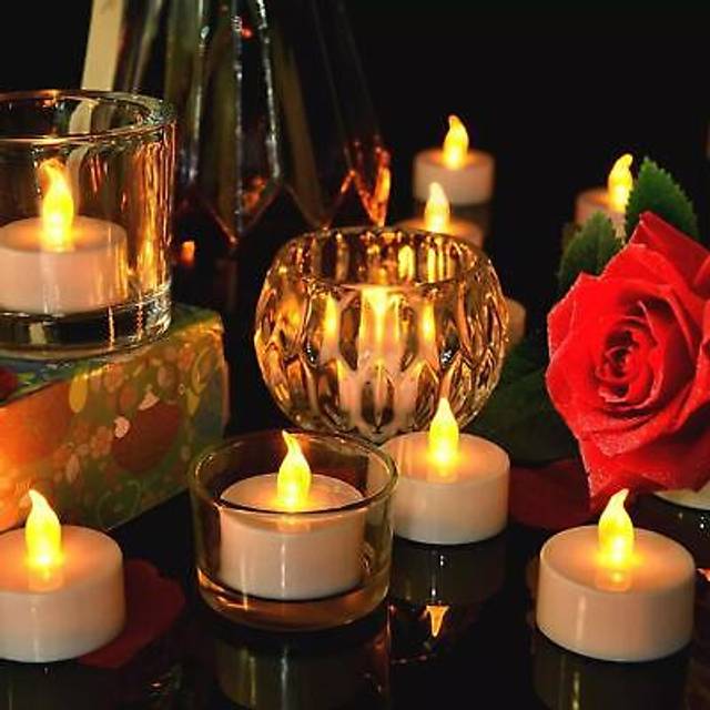 GEEZY 24Pcs LED Tea Lights Battery Operated Candles Warm White Flameless Flickering