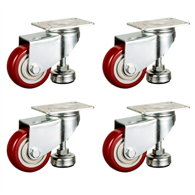 2 inch Leveling Plate Caster Wheels with Adjustable Anti-Vibration Foot Pad Heavy Duty Casters