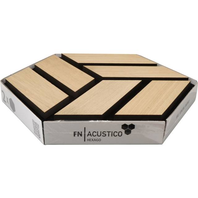 Acoustic Hex Wall Panel 3D Wood - Light Oak - 19x300mm - Set of 2 - Brown - Kraus