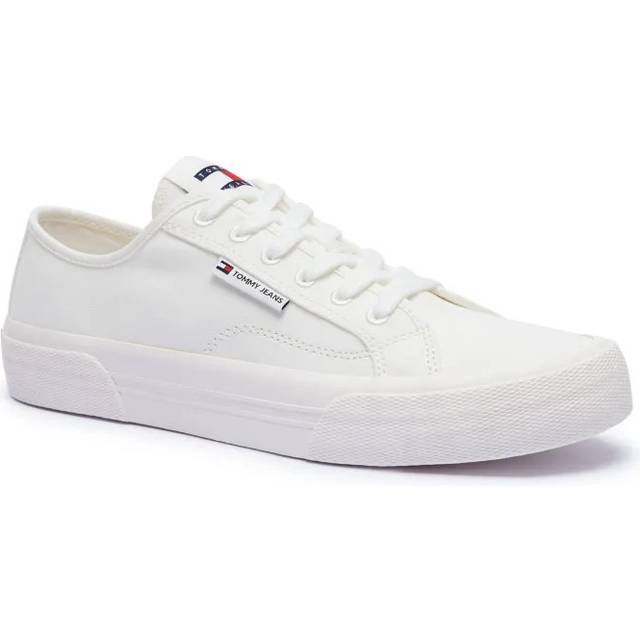 Tommy Jeans Lace Up Canvas Color Trainers - Off White, Off White, Size 44, Men