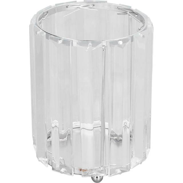 Cosmetic Brush Holder Transparent Glass Round Decorative Desktop Pen Storage Organizer BoxSilver silver