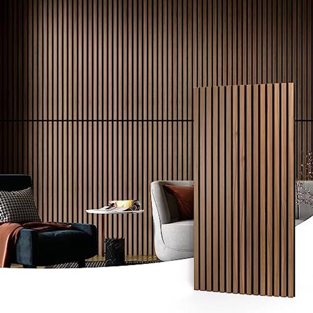 Art3d 2 Pieces Kyuon Panel Wall Wooden Sound Absorption Material Wood Panel Wooden Soundproof Panel DIY Sound Insulation Decorative Wood Board 120x60
