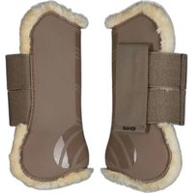 Faux-fur-lined, open-tendon horse gaiters Horze Windsor - Marron