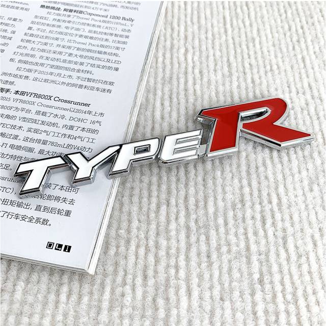 (Type R-A) 3D Metal Car Front Grille Emblem Type R Logo Decal For Honda CIVIC FD2