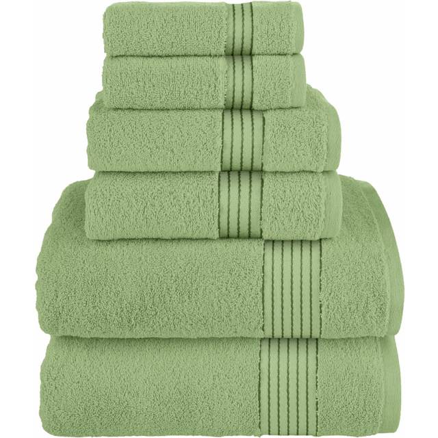 Elegant Comfort Premium Cotton 6-Piece Towel Set  Includes 2 Washcloths  2 Hand Towels and 2 Bath Towels  100% Turkish Cotton - Highly Absorbent and S