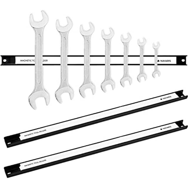 Set of 3 Magnetic Tool Holder Rack - 18 Inch Heavy Duty Garage Wall Holder Strip for Tools - Tool Bar with Magnet for Screwdriver, Wrench