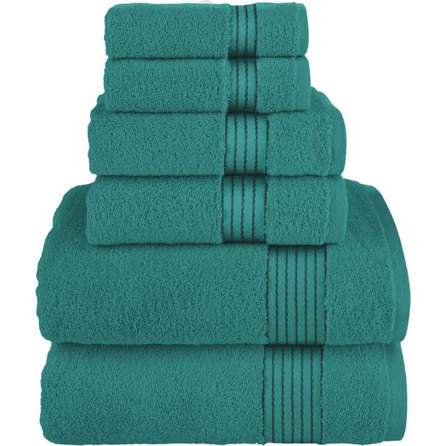 Elegant Comfort Premium Cotton 6-Piece Towel Set  Includes 2 Washcloths  2 Hand Towels and 2 Bath Towels  100% Turkish Cotton - Highly Absorbent and S