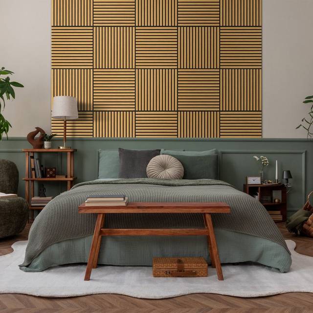 Liberty Golden Oak - Elevation Acoustic Wall Panelling (342508) Size (Height x Width x Thickness): 600x600mm